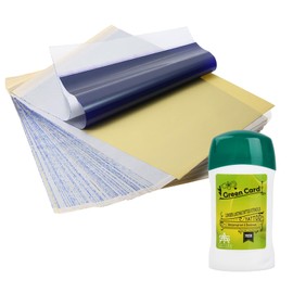 Tattoo Transfer Gel, Tattoo Transfer Paste with Transfer Paper, 20 Sheets, Professional Tattoo Stencil Cream, Safe and Long-Lasting Transfer Soap, Tattoo Accessories for Beginners, 51 g