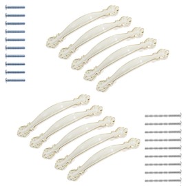 Jiozermi 10pcs Hardware Handle Pull for Cabinet Drawer, Ivory White with Gold Edge, 2-1/2" (64mm) Hole Centers