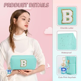 AIBFRID Birthday Gifts for Women Her,Travel Cute Makeup Bag,Large Capacity Cosmetic Bags for Women Makeup Pouch PU Leather Waterproof Cosmetic Bag, Blue