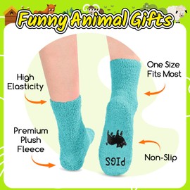 HAPPYPOP Unique Pig Gifts for Girls - Fuzzy Pig Socks for Women Best Gifts for Pig Lovers Teen Girls Piggy Socks Pig Stuff