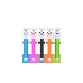 BARGAIN4ALL Premium Quality Wired Selfie Stick for All Mobile Phones, Lightweight Compact Selfie Stick with Aux Cable (Green)