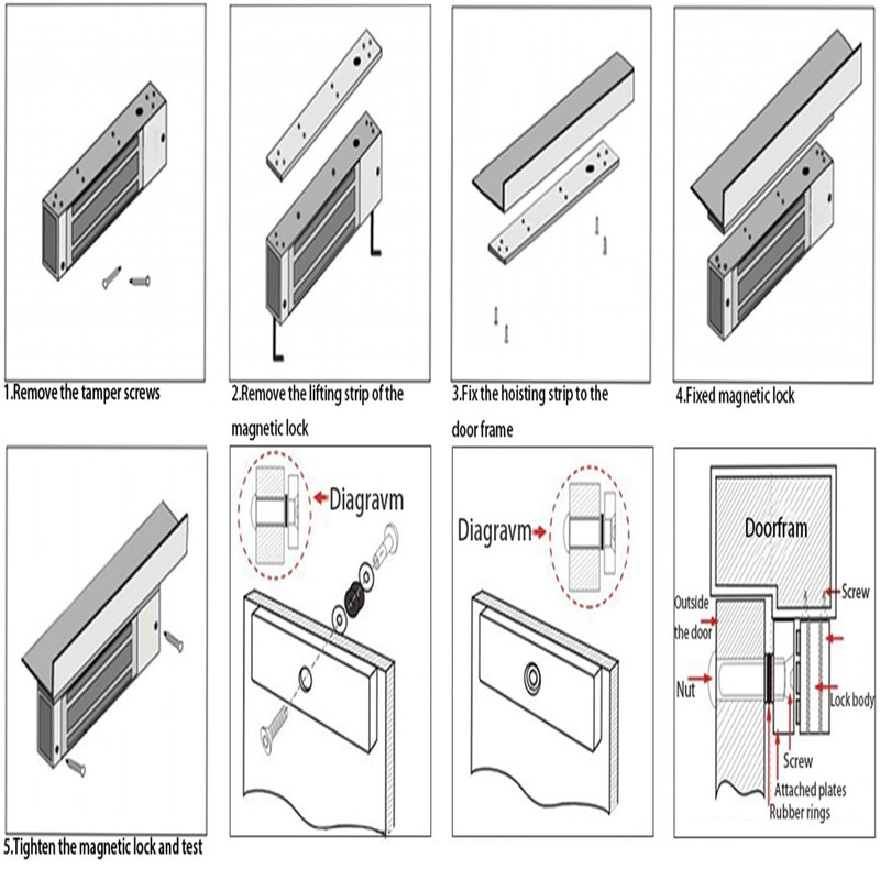 Electromagnetic Lock with Z and L Bracket 1200LBS 500KG Holding