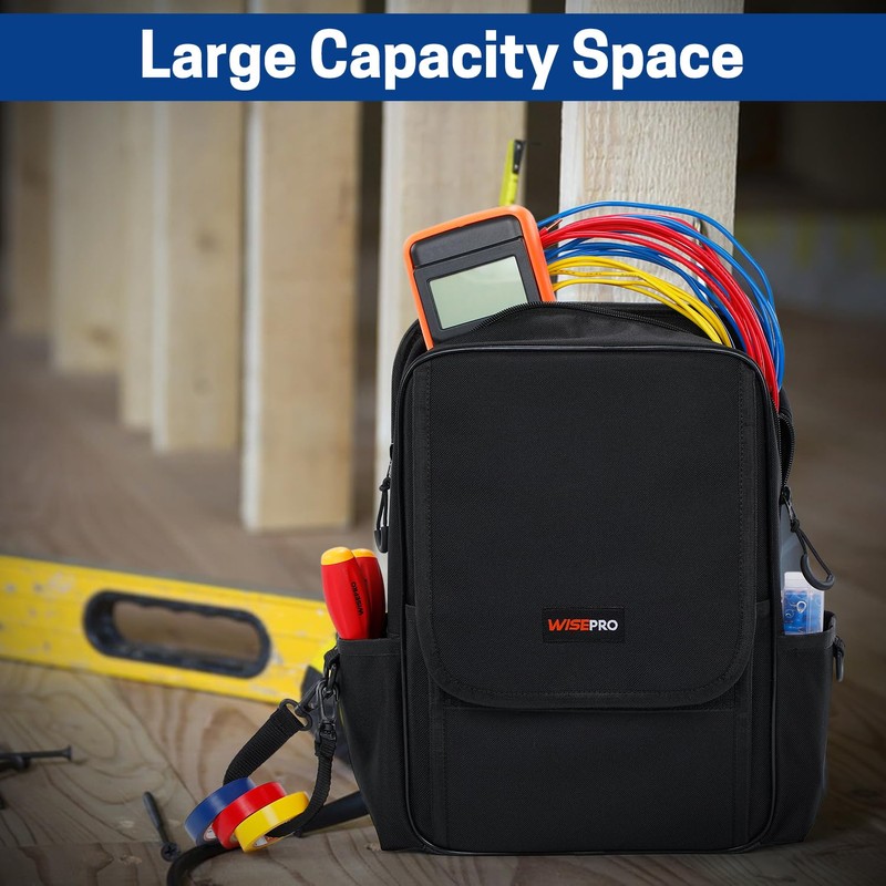 WISEPRO Zippered Electricians Tool Pouch, Waterproof 600D Tool Pouches Organization