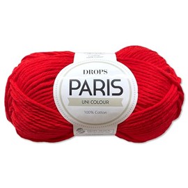 Frida's Wollhaus Drops 50 g Paris Cotton Summer Yarn Baby Yarn Knitting Crochet 54 Colours (Plain Colour 12 | Red)