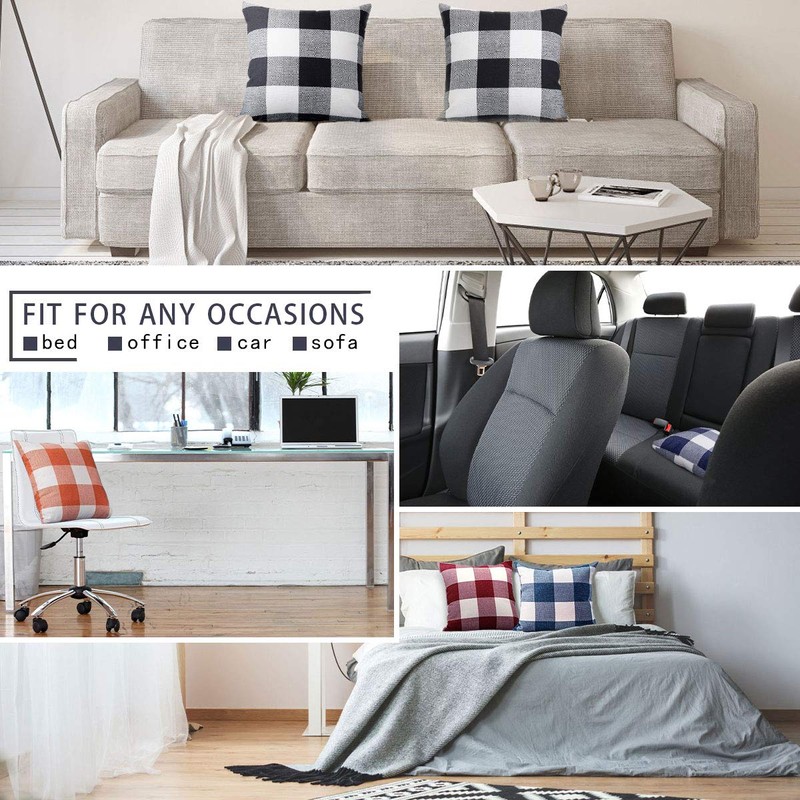ORANIFUL Buffalo Check Cushion Covers 30 x 50 Set of