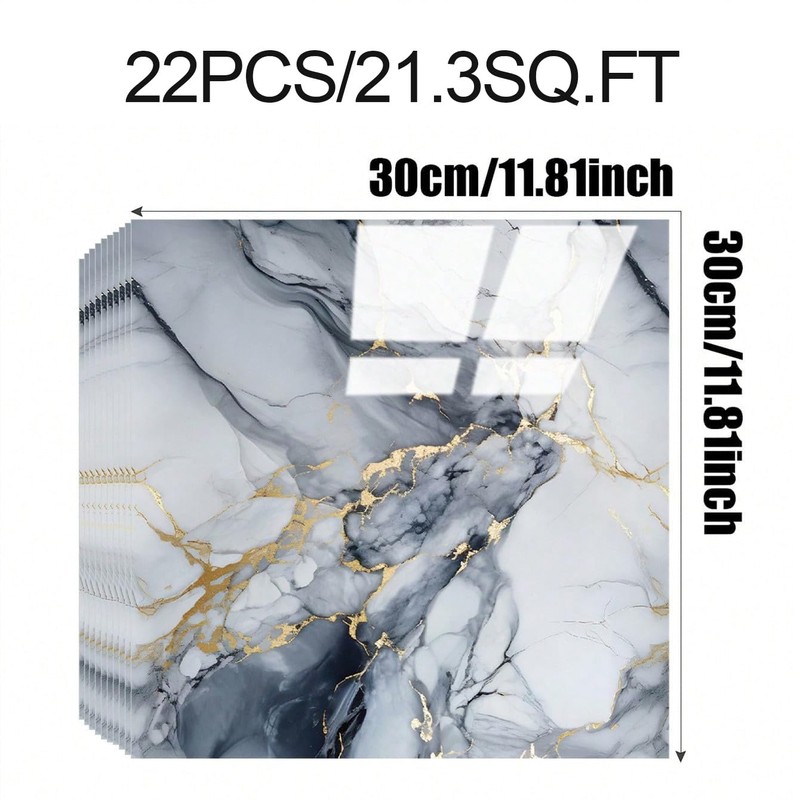 Chejiaye Thick 22pcs Marble Peel and Stick Backsplash Surface Waterproof