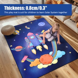 Space Rockets Rug for Kids Room Solar System Area Rugs for Boys Bedroom Kids Rugs for Playroom Space Planet Theme Rug Living Room Dining Room Decor 84x120 inch