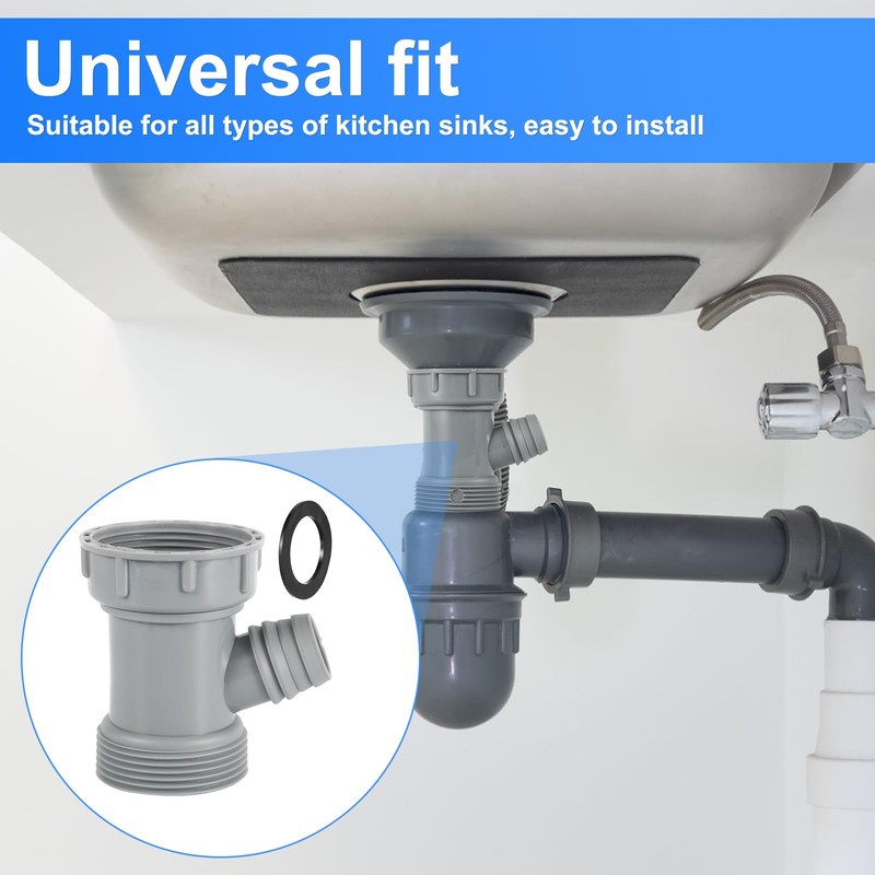 Kitchen Sink Drain Pipe Adapter, Versatile Y-Shaped Flexible Pipe Connector