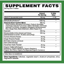 LifeSource Vitamins All Natural Allergy Support - Seasonal and Perennial Pollen, House Dust, Molds, Pet Dander, and Chemical Pollutants - 90 Count