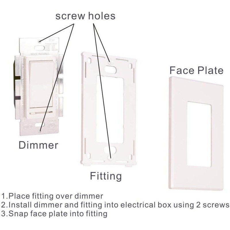 Cloudy Bay in Wall Dimmer Switch for LED Light/CFL/Incandescent,3-Way Single