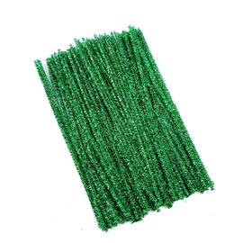200 Pcs Shiny Chenille Stems Glitter Pipe Cleaners Metallic Tinsel Stems for Christmas DIY Arts and Crafts Green
