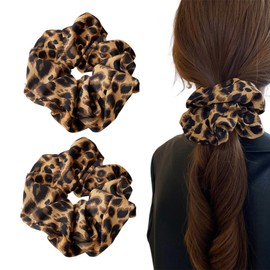 Leopard Print Headband 2 Pieces Silk Hair Bobbles Large Hair Bobbles for Women