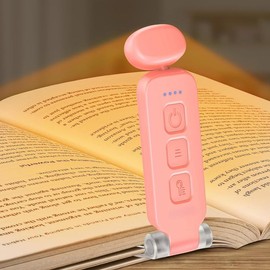Rechargeable Book Light - Mini Portable with Memory Function, Eye-Caring 3 Colors, Dimmable Brightness, Long Lasting Compact Cute Clip-On Design, Ideal for Bedside Reading Book Lovers - Color: Pink