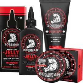 Juego para barba de Bossman, aceite, acondicionador y bálsamo para barba, Hammer, 3