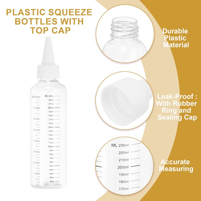 PATIKIL 230 Ml/8 oz Plastic Squeeze Bottles with White Top
