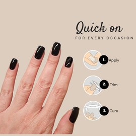 MYSc Semi-Cured Gel Nail Wraps – 20 UV Gel Strips for a Long-Lasting, Salon-Quality Manicure at Home – Easy to Apply, No Smudges, Chip-Resistant, Easy to Remove, Works with Any UV Lamp (Noir sur noir)