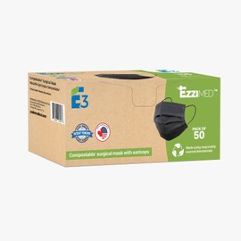 NuGenTec Ezzimed Disposable Face Masks, Plant-based, Black, 50 Masks
