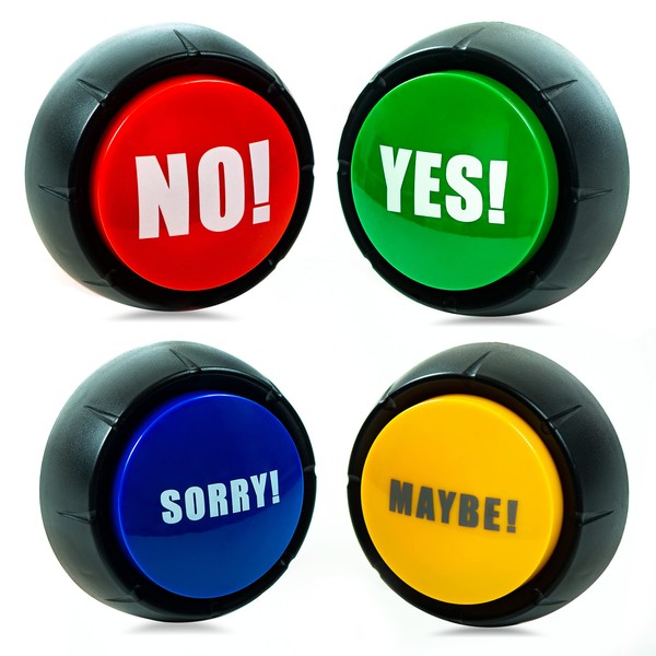 Yes No Button & Maybe Sorry Button, Answer Buzzers Set of 4 Buzzers for Game Show, Sound Button, Gag Gifts