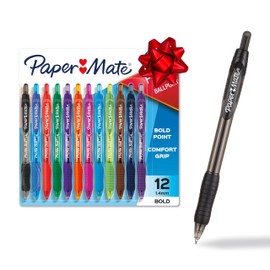 Paper Mate Profile Retractable Ballpoint Pens Bold, 1.4mm, Assorted Colors, 12 Count - Back to School, Home, Office, Teacher Supplies