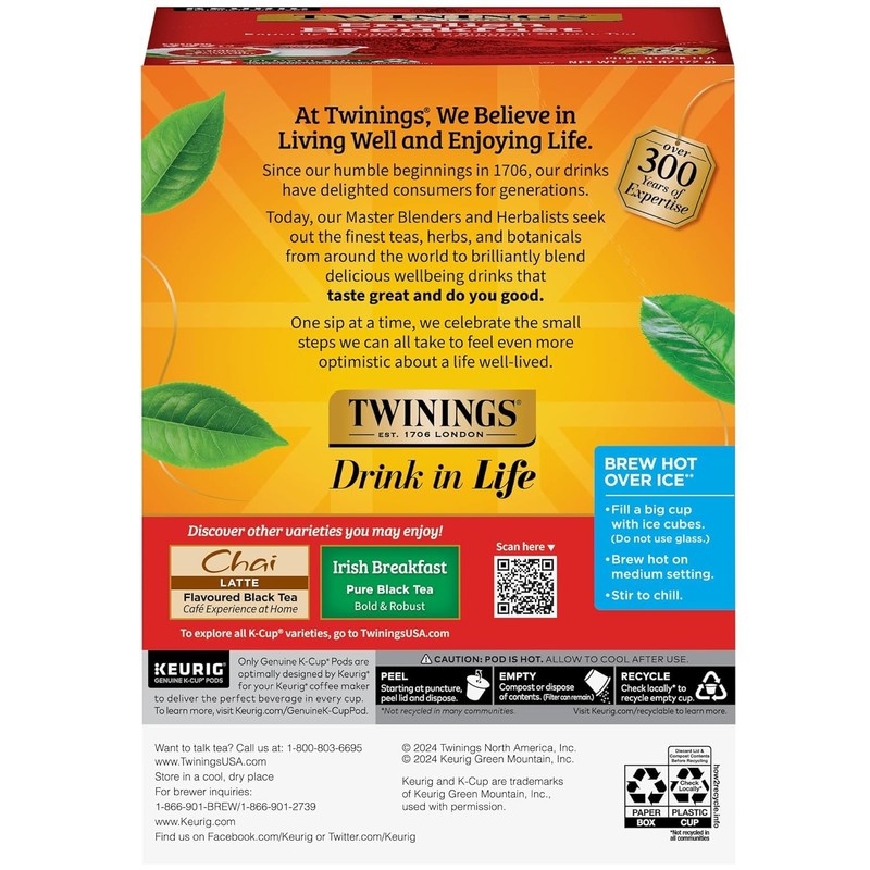 Twinings English Breakfast Tea Single Serve K-Cup Pods for Keurig,