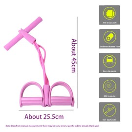 Pedal Stretch Resistance Band, 4 Tube Elastic Yoga Pedal Stretch Resistance Band for Abdominal/Waist/arm/Leg Stretch Slimming Training (Pink)