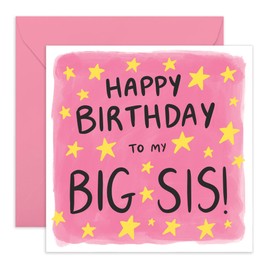 Cute Birthday Card - 'Birthday Big Sis' - Gifts for Girls, Big Sister, Sibling, Family - Stars - Comes with Fun Stickers