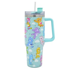 HOX Care Bears 40oz / 1200 ML Tumbler with Straw & Lid | Leak & Spill Proof Travel Mug | Stainless Steel Double Wall Vacuum Insulated Water Bottle with Handle Keeps Cold for 17Hrs or Hot for 5Hrs
