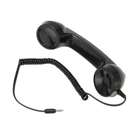 Handheld Receiver for Cell Phone, 3.5mm Retro Telephone Handset Wired Handheld Phone Receiver Mic Microphone Speaker Radiation Proof Retro Handset for Smartphone (Black)