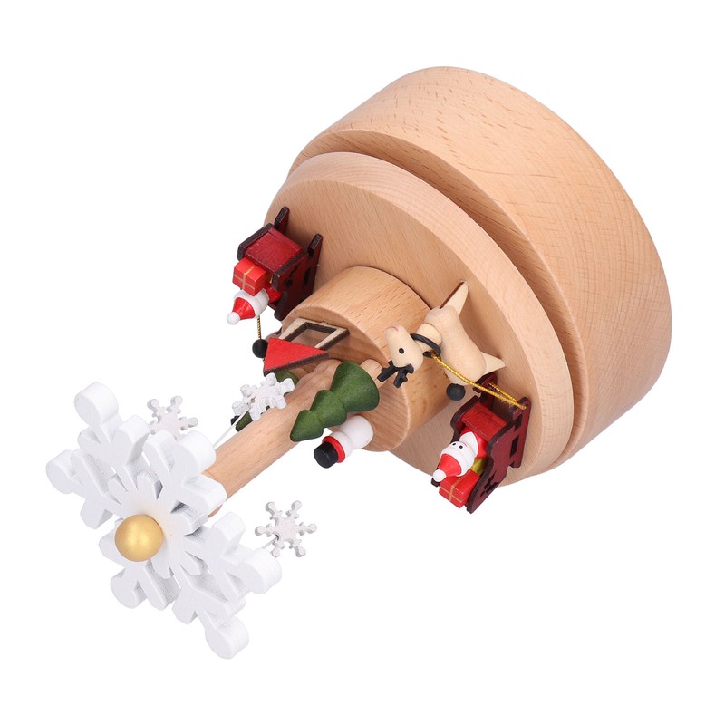 Wooden Music Box Snowflake Decor Wood Grain Texture Beautiful Sound