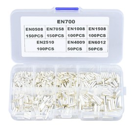 Glvaner Ferrule Terminals, Non-Insulated Ferrule, Copper Material, Tinned Surface, For Electrical Connections, 7 Sizes, Set of 700, DIY Wire Repair, Industrial Equipment, Electrical Terminal Set,