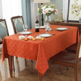 SASTYBALE Fall Tablecloth Floral Jacquard Polyester Table Cloth Spill Proof Wrinkle Resistant Table Cover for Harvest, Thanksgiving Decoration(Rectangle,60"x102"(8-10 Seats,Rust)