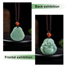 BJIMIDTI Buddha Necklace- Green Jade Buddha Pendant, 100% Natural Grade A Jade Buddha Necklace, Lucky Amulet Jewelry for Women Men
