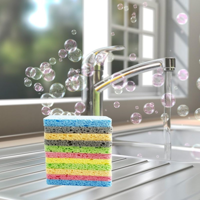 12PCS Cleaning Sponge，2.5X4.0 inches, Kitchen DishSponge, Cleaning Scrub Color Sponge,