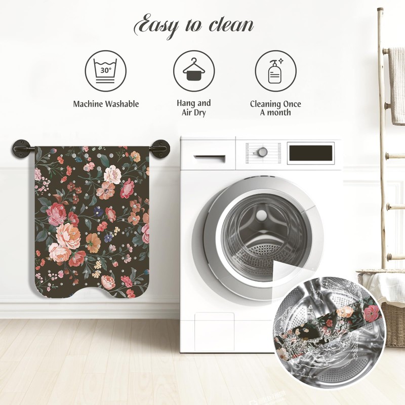 SHUCHING Black Bath Mat for Tub Non Slip-40x16 Inch, Wildflower