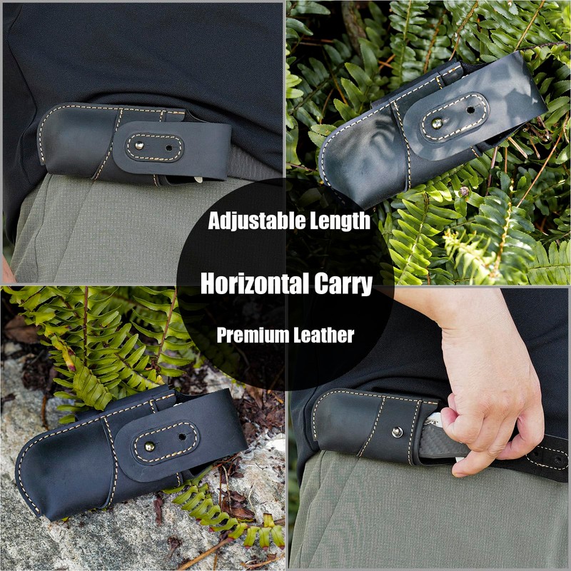 Topstache Leather Knife Sheath for Belt - Horizontal Carry Knife