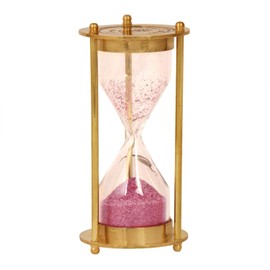 Antique Vintage Maritime Brass 4" Sand Timer Nautical Hourglass with Pink Sand Handcrafted Desk Decor Classic Collectible for Home, Office, or Study Steampunk Marine Gift Idea (9.5x4.5 Inch)