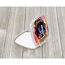 Caroline's Treasures Black Labrador Hippie Dawg Compact Mirror Decorative Travel Makeup Mirror for Women Girls Gifts Pocket Makeup Mirror Folding Handheld