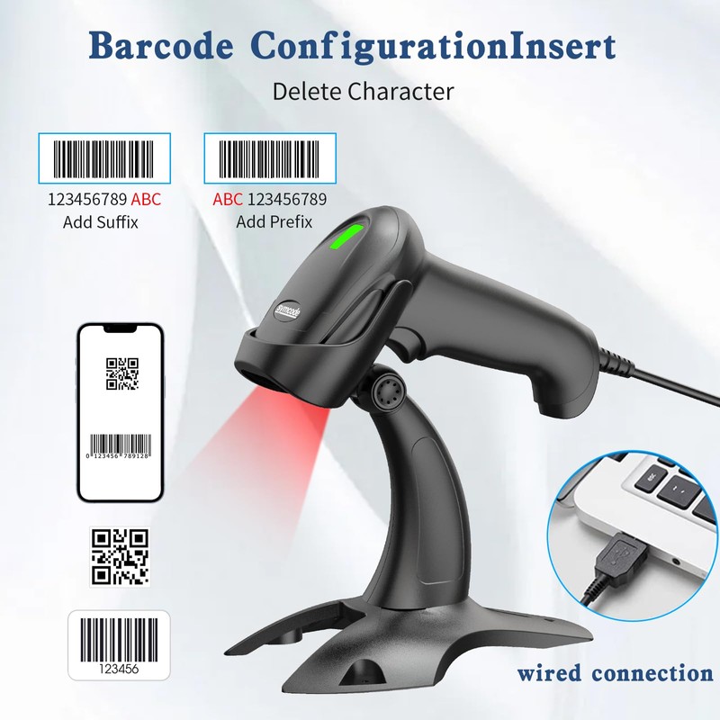 Barcode Scanner with Stand USB Wired Inventory 2D 1D QR