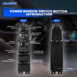 JALIAMTE 56049805AB Master Driver Side Power Window Switch and Black Panel Bezel Compatible with 2002-2009 Dodge Ram 1500 2500 3500, Fit for 2001-2004 Dodge Dakota/Durango, Replaces OE# 5HZ71XDVAE