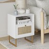 Masupu Extra Large Rattan Nightstand,Boho Night Stand Modern Farmhouse Wood