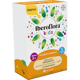 Iberoflora Kids. Suplemento alimenticio con PROBIÓTICOS y maltodextrina, Lactobacillus rhamnosus GG, LGG, para niños +2 años