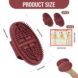 3Pcs Meridian Massage Brush Tool Set,Red Brown Massage Brushes,Lymphatic Brush with Essential Masage Guide Chart,Dry Brushing Body Brush Lymphatic Drainage,Applicable for Belly Massage