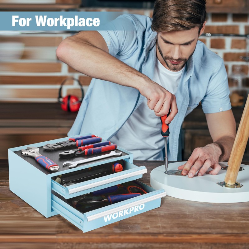 WORKPRO 12.5" Mini Tool Box with 2 Drawers & 1