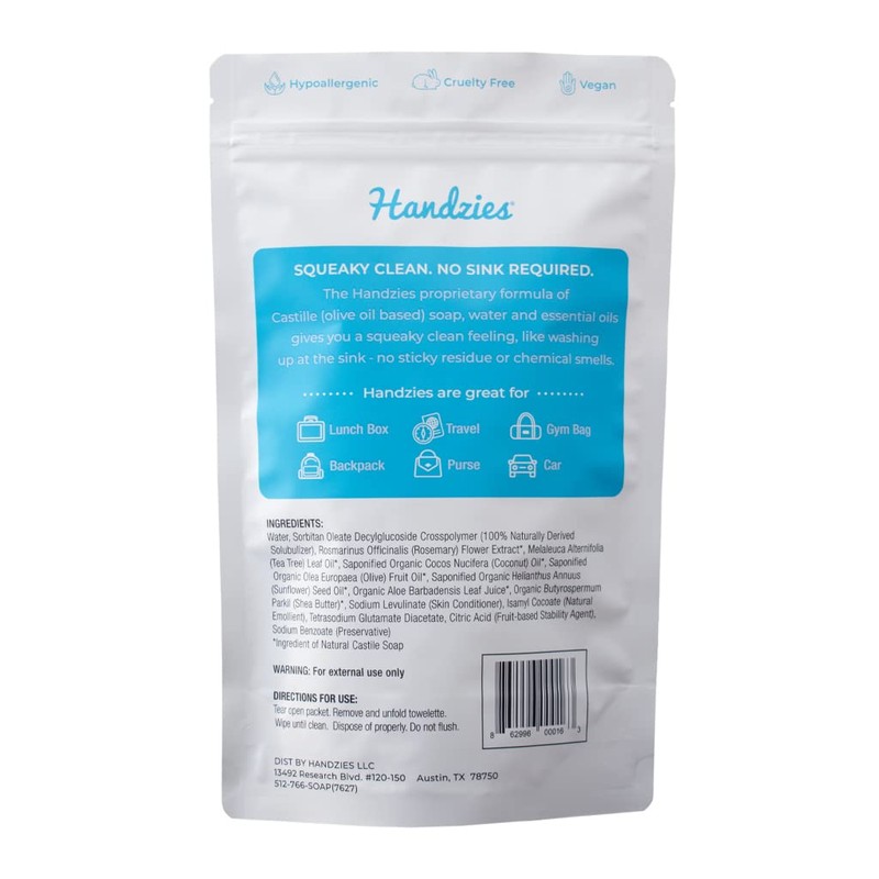 Handzies Handzies Natural Soap and Water Hand WIpes- Free&Clear- 24