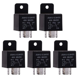 EHDIS Motor Relay 5 Pin 24V Coil 40amp Spdt Model No.: JD2912-1Z-24VDC 40A 28VDC, Contactor Relay Switch Power, Auto Switches & Starters, 5 Pack
