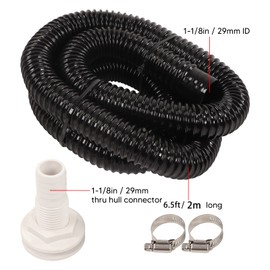 Bilge Pump Hose Plumbing Kit Thru Hull Fitting 1‑1/8in Dia 6.6ft Long PVC Hose Clamp Fit for Boat
