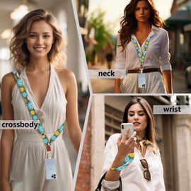 Lfpkixise Phone Lanyard Wrist Strap Crossbody Adjustable, Cell Phone Lanyard for Around The Neck Shoulder Wristlet Strap, Colorful Daisy, Long