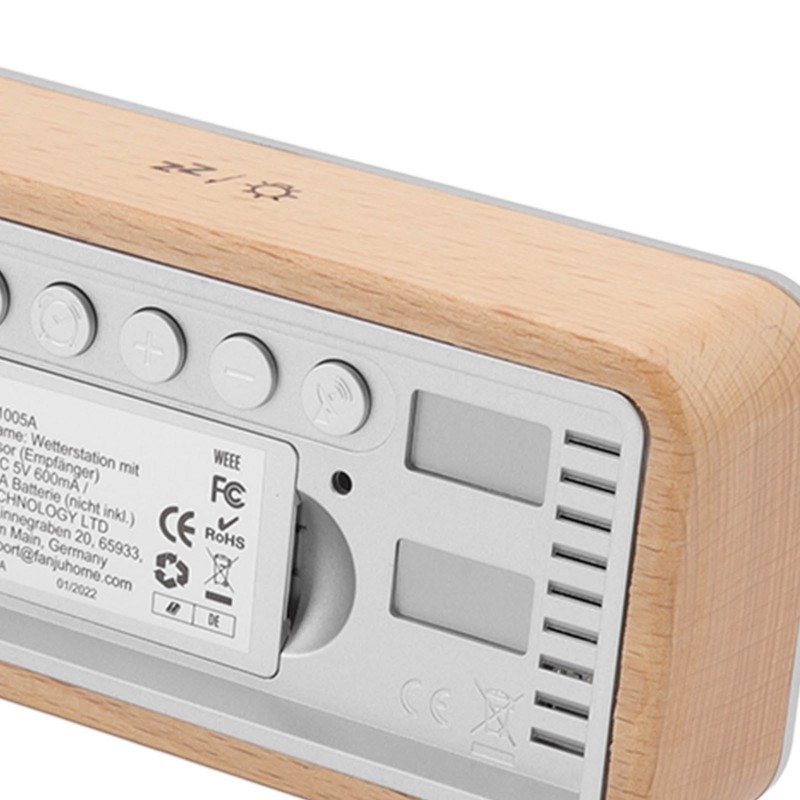 Digital Projection Alarm Clock VA HD Color Screen Wooden Weather