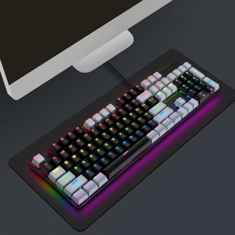 104 Key Mechanical Gaming Keyboard 28 Backlight Modes Blue Switch