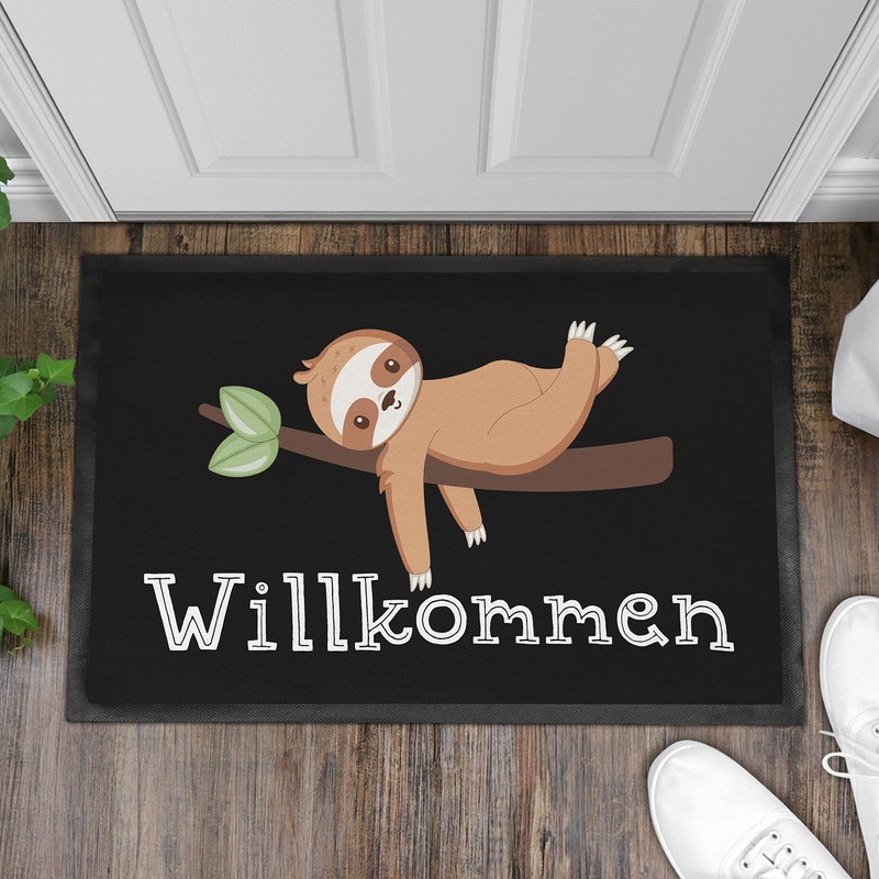 Trendation - Welcome Sloth Doormat Dirt Trapper Mat Gift Funny
